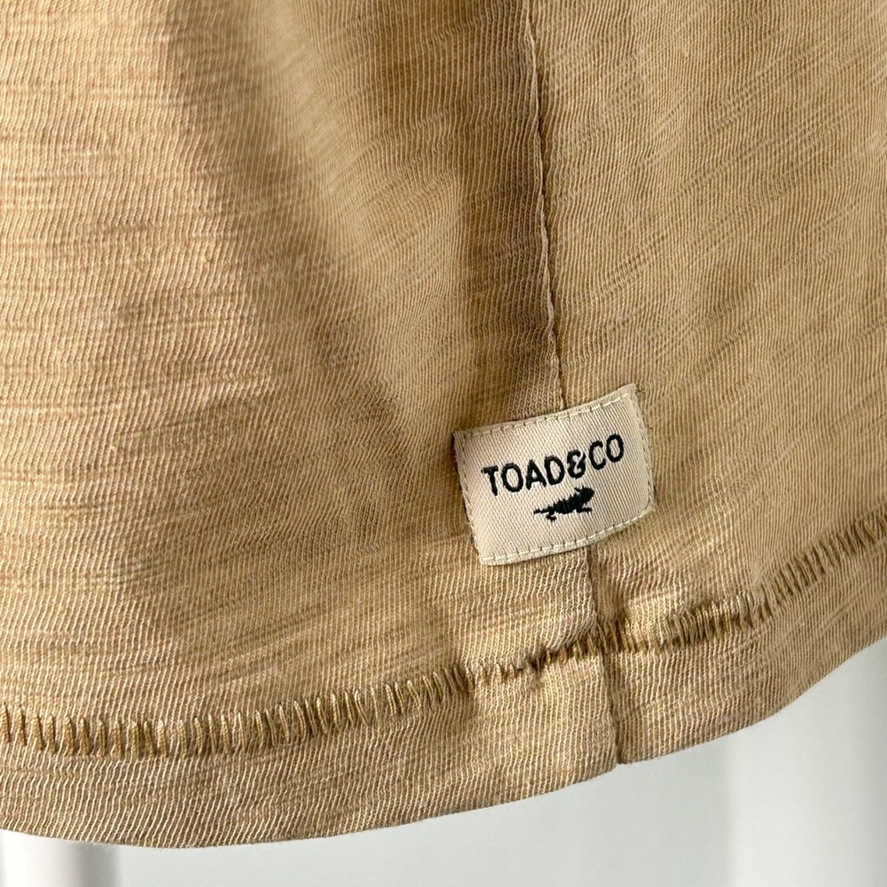 TOAD&CO Mens XL Tan Short Sleeve Polo Floral Organic Cotton Recycled Polyester - Picture 7 of 10